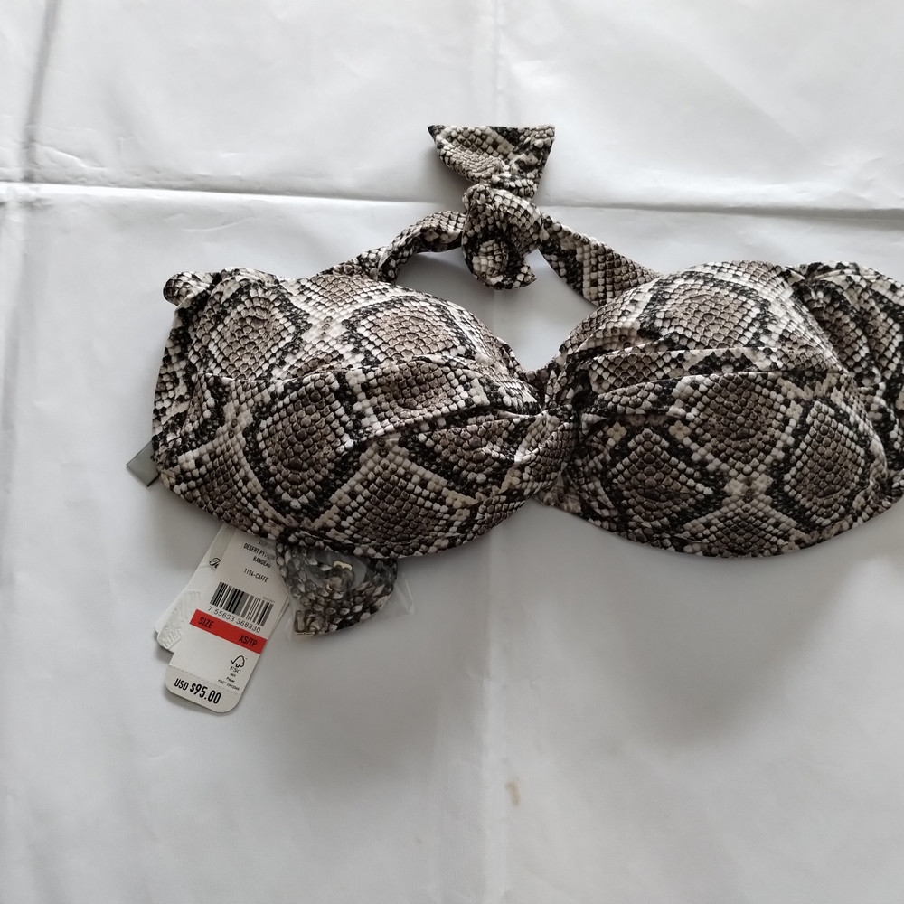 Tommy Bahama Brown and Black Bikini Top with Snakeskin Pattern